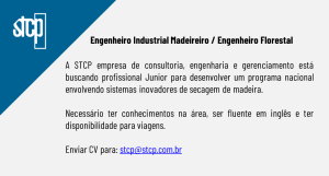 STCP CONTRATA ENGENHEIRO INDUSTRIAL MADEIREIRO / ENGENHEIRO FLORESTAL