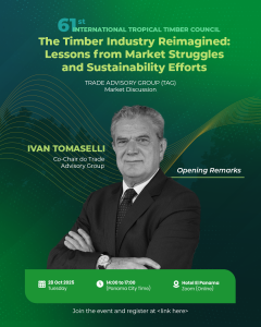 Inicia hoje o 61º International Tropical Timber Council, com destaque para a liderança do Dr. Ivan Tomaselli nas discussões globais sobre manejo florestal sustentável